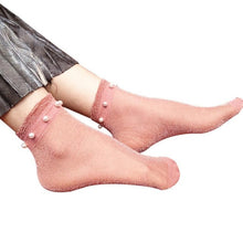 Hollow Out Socks Sexy Women Summer Elegant Pearl Glitter Soft Lace Fishnet Mesh Short Ankle Socks
