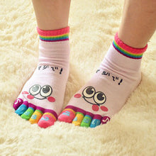 JECKSION 2016 New Hot Fashion One Pair Lady Women Girls Smile Five Fingers Print Trainer Toe Ankle clothesSocks