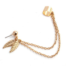 SUSENSTONE Fashion Punk Personality Clip Tassel leaf Charm Metal Ear Clip Stud Earring