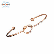 SUSENSTONE Chic Fashion Simple Knot Bangle Cuff Opening Bracelet Copper Casting Jewelry