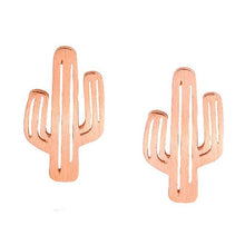 SUSENSTONE  1 Pair Ear Stud Alloy brushed hollow cactus earrings gold / silver / rose gold  female friends girls and collectors