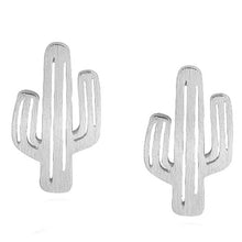 SUSENSTONE  1 Pair Ear Stud Alloy brushed hollow cactus earrings gold / silver / rose gold  female friends girls and collectors