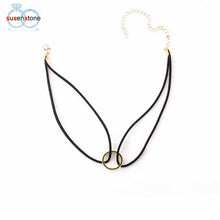 SUSENSTONE New Leather Choker Charm Necklace Vintage Hippy Chocker Leather Necklace