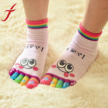 JECKSION 2016 New Hot Fashion One Pair Lady Women Girls Smile Five Fingers Print Trainer Toe Ankle clothesSocks
