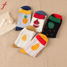 2017 Sokken Women Cartoon Striped Furit Printed Socks Cotton cotton cute funny female socks ankle low cut sox calcetines