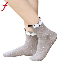 1Pair Funny Socks Women Cute Little Animal Fox Printed Lady Socks harajuku designer fashion street In The Tube Socks For Autumn